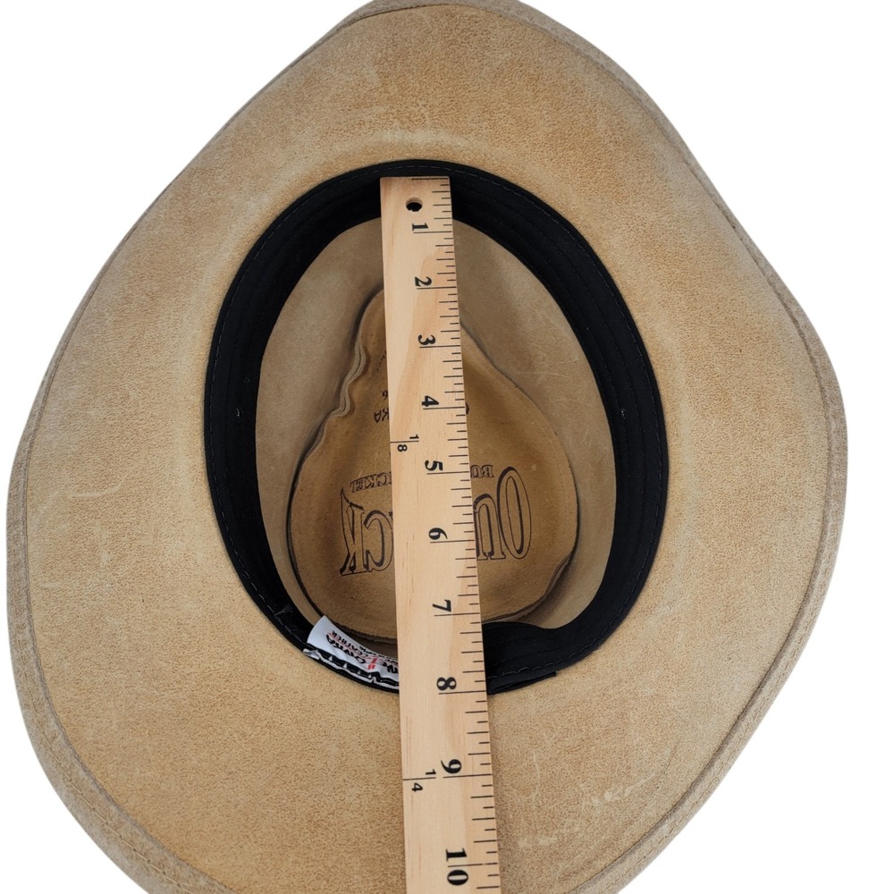 Minnetonka Outback Buffalo‎ Nickel Leather Cowboy Hat Buckskin Tan Size Large - Picture 10 of 12
